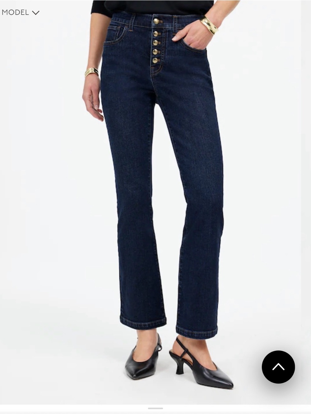 Madewell kick out cropped flare brass button 28